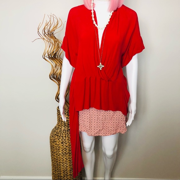 sass & bide Red Riff Raff Asymmetrical Top 10 - Picture 4 of 11